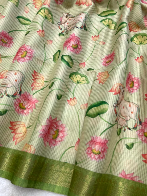 Shanaya_Green_–_Checks_Design_Aesthetic_Edit_for_You_|_Soft_Tussar_Silk_Saree_with_Digital_Print,_Checks_Design_Saree_&_Digital_Print_Blouse