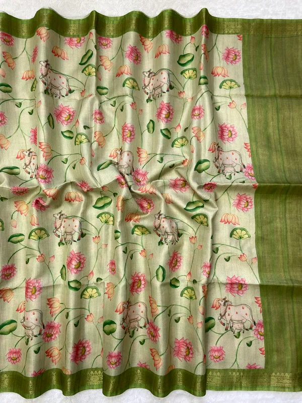 Shanaya_Green_–_Checks_Design_Aesthetic_Edit_for_You_|_Soft_Tussar_Silk_Saree_with_Digital_Print,_Checks_Design_Saree_&_Digital_Print_Blouse
