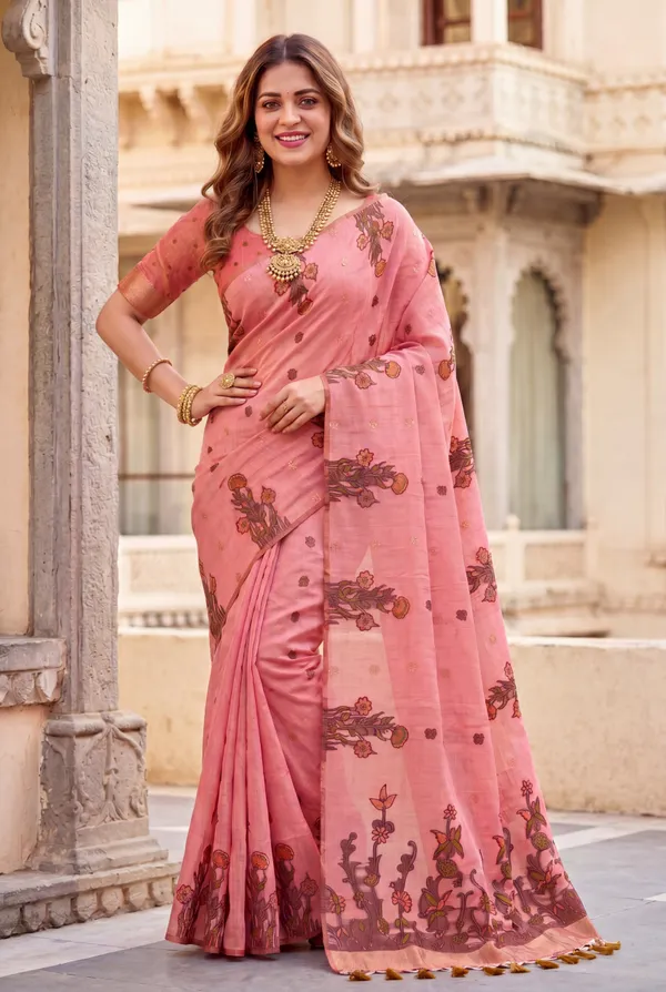 Amrusha_Pink_–_Floral_Pallu_Wedding_Special_|_Premium_Soft_Muga_Cotton_Saree_with_Colourful_Resham_Weaving_Flower_Design_Pallu