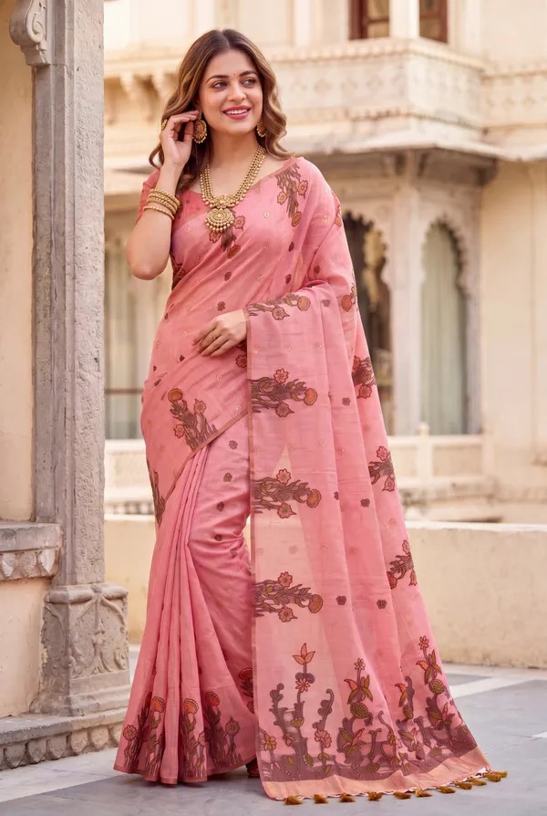 Amrusha_Pink_–_Floral_Pallu_Wedding_Special_|_Premium_Soft_Muga_Cotton_Saree_with_Colourful_Resham_Weaving_Flower_Design_Pallu