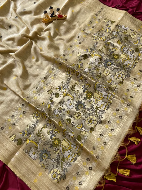 Gowri_Cream_–_Divine_Wedding_Special_|_Premium_Soft_Muga_Cotton_Paithani_Saree_with_Colourful_3D_Woven_Elephant_Design_Pallu