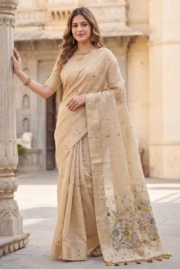 Gowri_Cream_–_Divine_Wedding_Special_|_Premium_Soft_Muga_Cotton_Paithani_Saree_with_Colourful_3D_Woven_Elephant_Design_Pallu