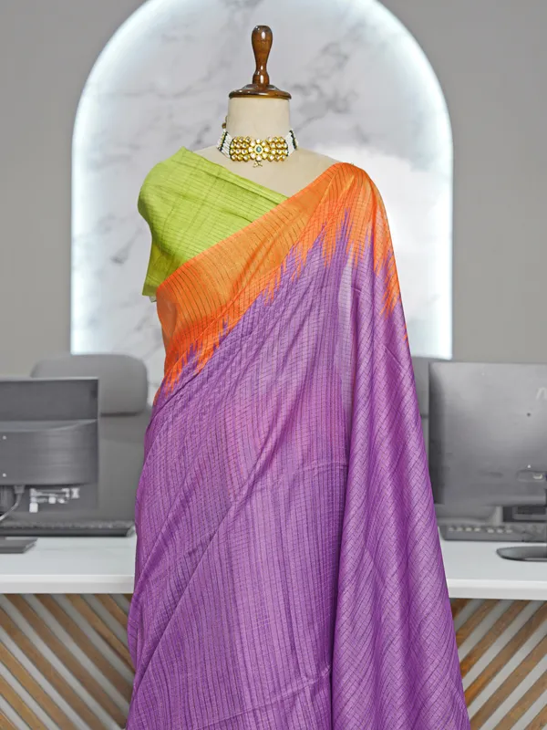 Soft_Tussar_Silk_sarees_with_Beautiful_Digital_Print_With_Attractive_Checks_Design_Saree_And_Digital_Print_Blouse_With_Tassels