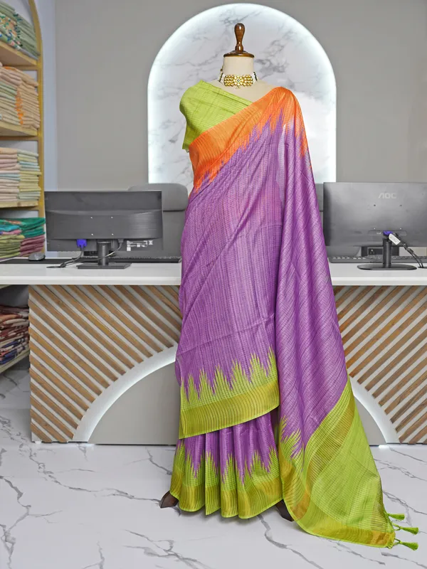 Soft_Tussar_Silk_sarees_with_Beautiful_Digital_Print_With_Attractive_Checks_Design_Saree_And_Digital_Print_Blouse_With_Tassels