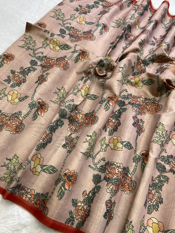 Soft_Tussar_Silk__sarees_with_Beautiful_Digital_Print_With_Attractive_Zari_Line_Saree_And_Digital_Print_Blouse_With_Tassels