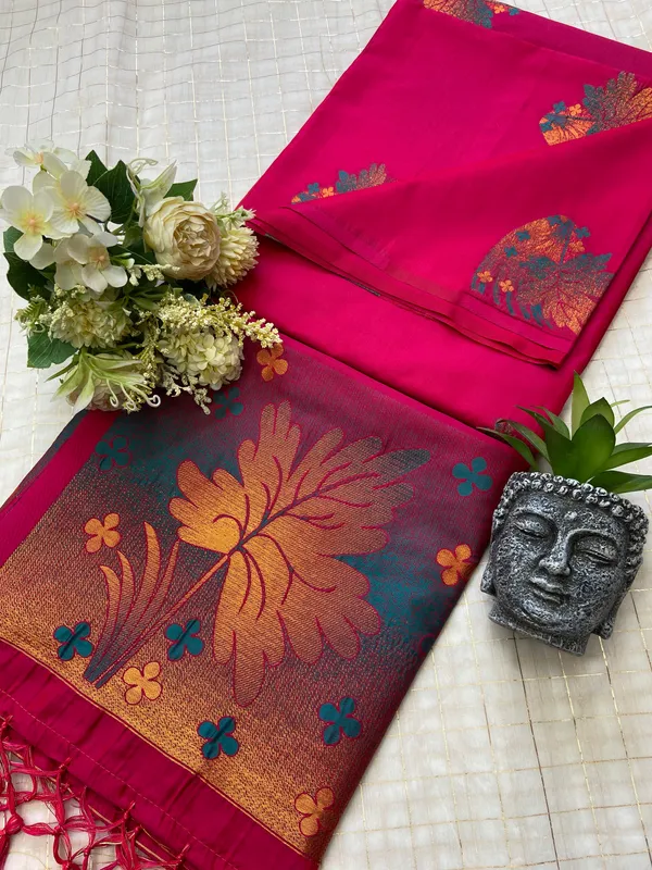 Premium_Soft_Silk_sarees_with_Beautiful_Weaving_Zari_With_Attractive_Two_Tone_Design_And_Weaving_Design_Blouse_With_Tassels