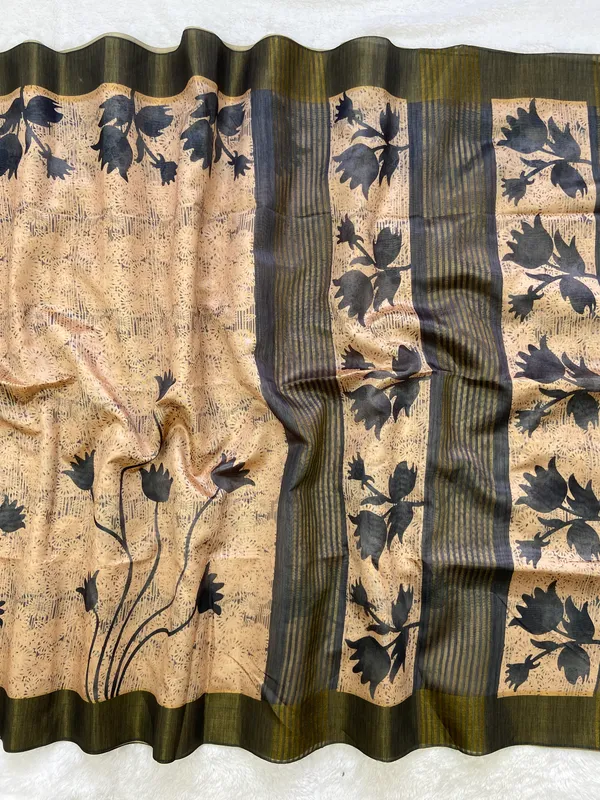 Aalia_Grey_–_Noble_Aesthetic_Edit_for_You_|_Soft_Tussar_Silk_Saree_with_Print,_Border_&_Contrast_Print_Blouse_with_Tassels