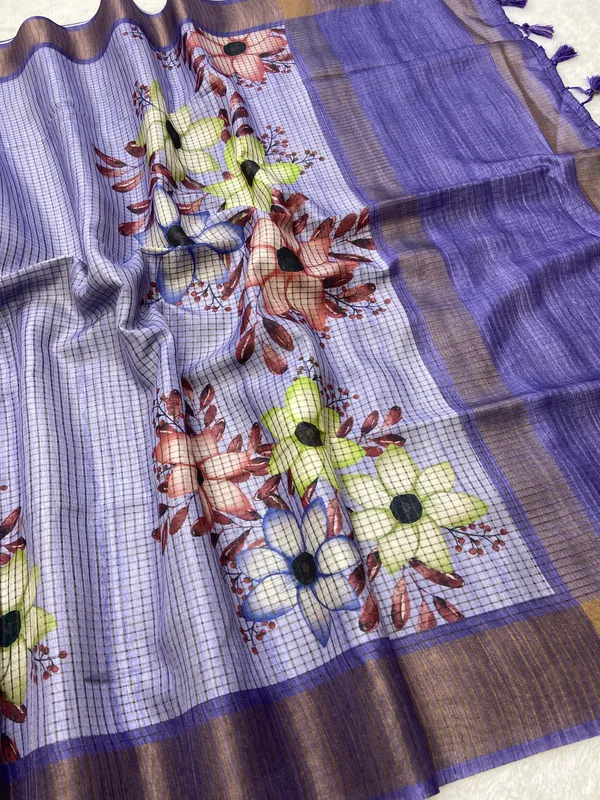 Harshita_Purple_–_Joyful_Aesthetic_Edit_for_You_|_Soft_Tussar_Silk_Saree_with_Digital_Print,_Checks_Design_Saree_&_Digital_Print_Blouse_with_Tassels