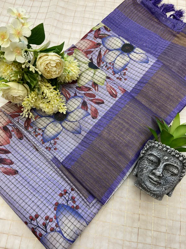 Harshita_Purple_–_Joyful_Aesthetic_Edit_for_You_|_Soft_Tussar_Silk_Saree_with_Digital_Print,_Checks_Design_Saree_&_Digital_Print_Blouse_with_Tassels