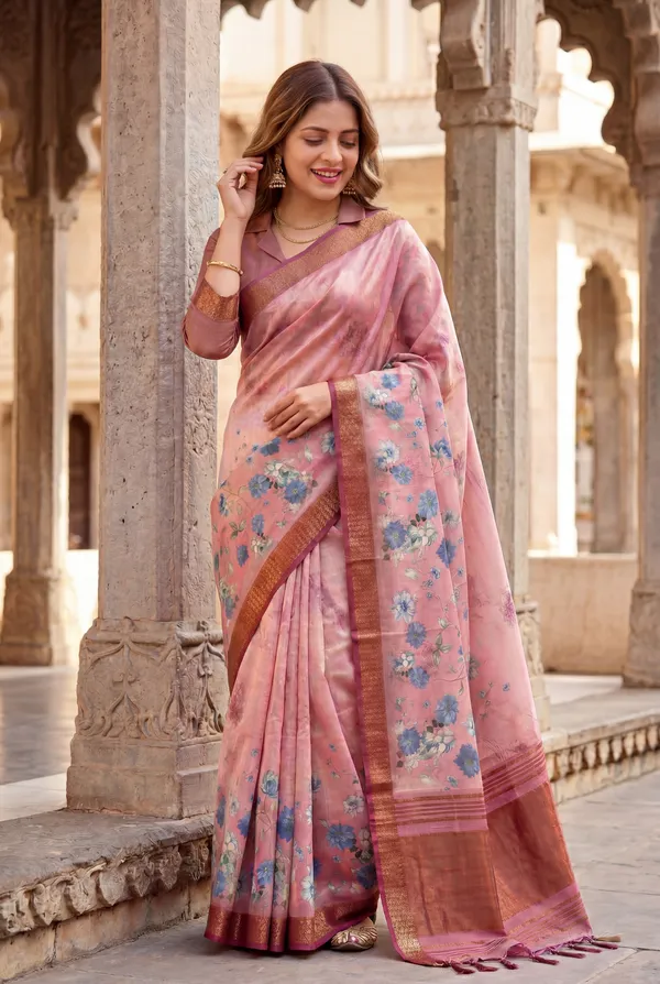 Vaanya_2_Wine_–_Diwali_Special_|_Soft_Tissue_Silk_Saree_with_Digital_Print,_Border_&_Rich_Pallu,_Sequence_&_Contrast_Print_Blouse_with_Tassels