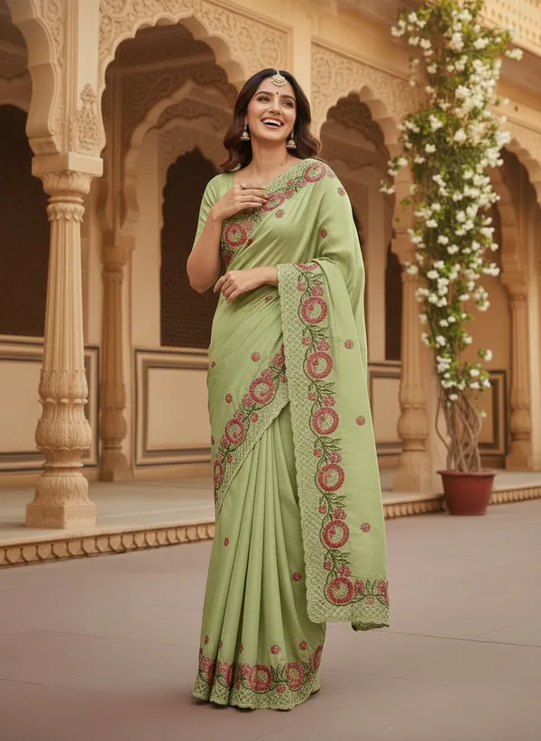 Heavy_Tussar_Silk_sarees_with_Beautiful_Embroidery_&_Sequence_Work_With_Attractive_Cutwork_Border_And_Heavy_Embroidery_&_Sequence_Work_Running_Blouse
