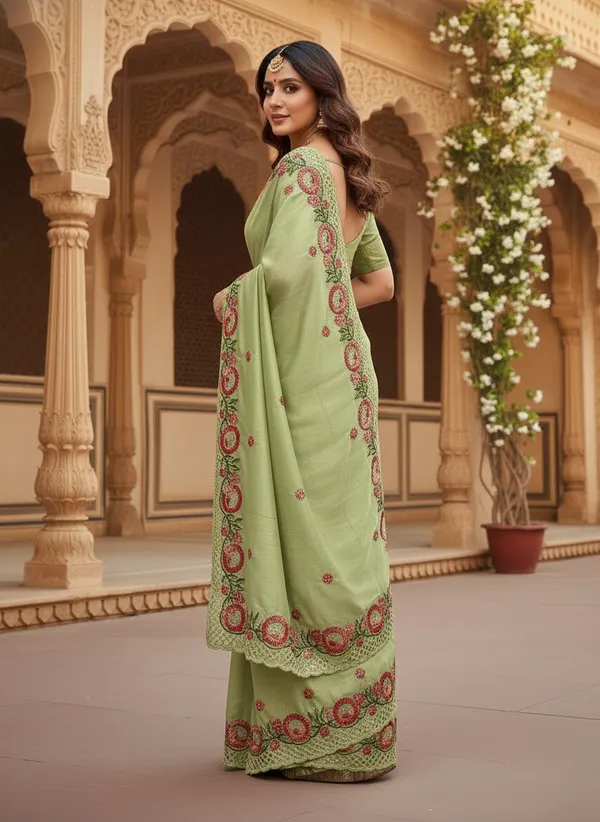 Heavy_Tussar_Silk_sarees_with_Beautiful_Embroidery_&_Sequence_Work_With_Attractive_Cutwork_Border_And_Heavy_Embroidery_&_Sequence_Work_Running_Blouse