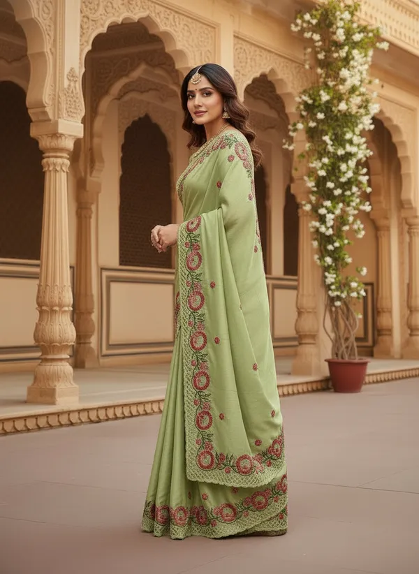 Heavy_Tussar_Silk_sarees_with_Beautiful_Embroidery_&_Sequence_Work_With_Attractive_Cutwork_Border_And_Heavy_Embroidery_&_Sequence_Work_Running_Blouse
