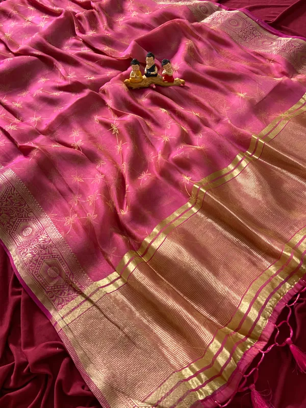 Premium_Soft_Fandy_Satin_sarees_with_Beautiful_Self_Design_Weaving_Pallu_With_Attractive_Traditional_Zari_Weaving_Border_With_All_Over_Self_Weaving_Design_And_Self_Design_Weaving_Blouse_With_Fancy_Tassels