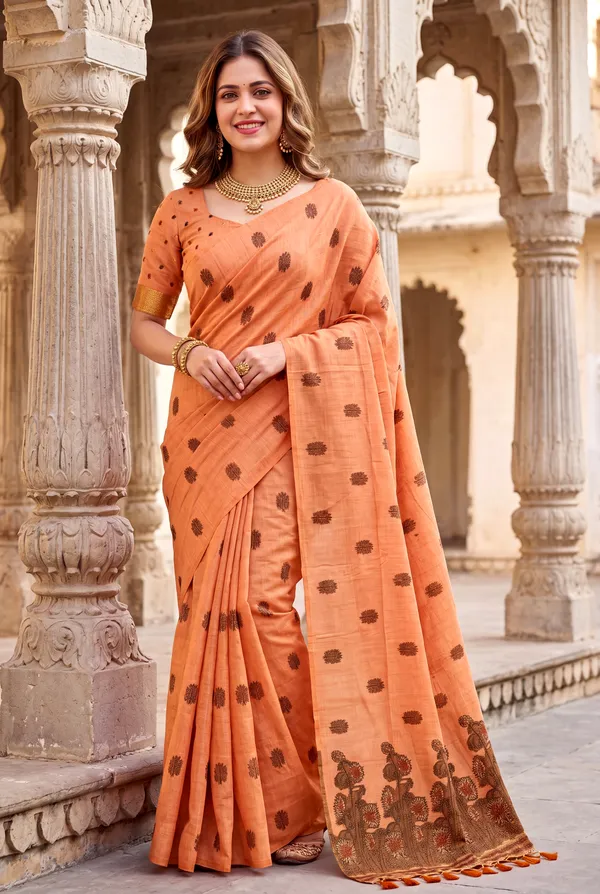 Grisha_2_Orange_–_Floral_Pallu_Wedding_Special_|_Premium_Soft_Muga_Cotton_Saree_with_Colourful_Resham_Weaving_Flower_Design_Pallu