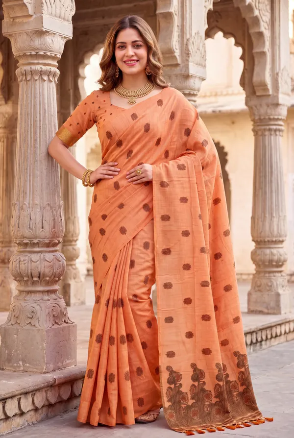 Grisha_2_Orange_–_Floral_Pallu_Wedding_Special_|_Premium_Soft_Muga_Cotton_Saree_with_Colourful_Resham_Weaving_Flower_Design_Pallu