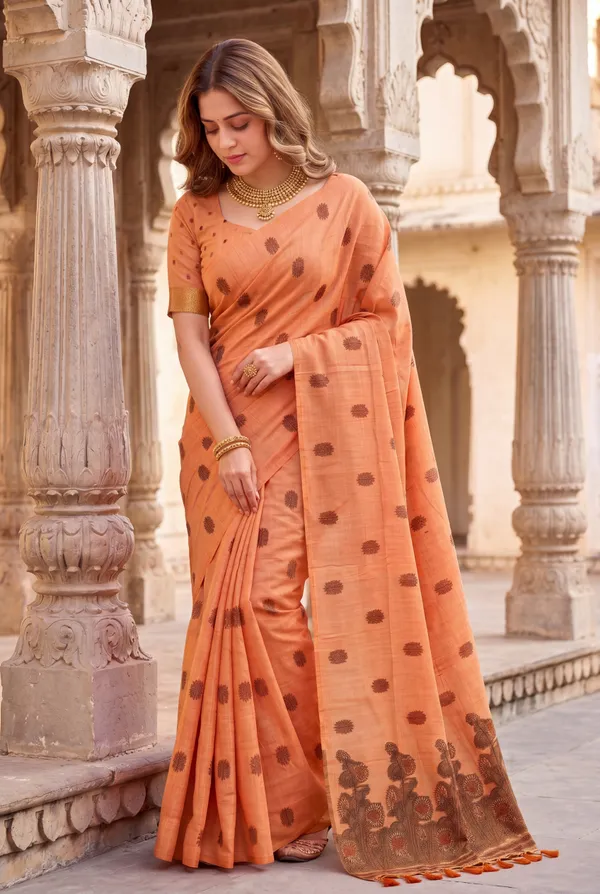 Grisha_2_Orange_–_Floral_Pallu_Wedding_Special_|_Premium_Soft_Muga_Cotton_Saree_with_Colourful_Resham_Weaving_Flower_Design_Pallu