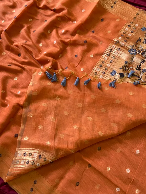 Gowri_Orange_–_Divine_Wedding_Special_|_Premium_Soft_Muga_Cotton_Paithani_Saree_with_Colourful_3D_Woven_Elephant_Design_Pallu