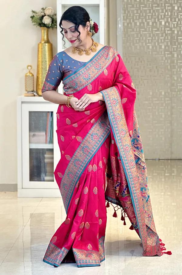 Artha_Pink_–_Prosperous_Wedding_Special_|_Premium_Soft_Paithani_Silk_Saree_with_Weaving_Pattern,_Rich_Pallu_&_Border_&_Weaving_Blouse_with_Tassels