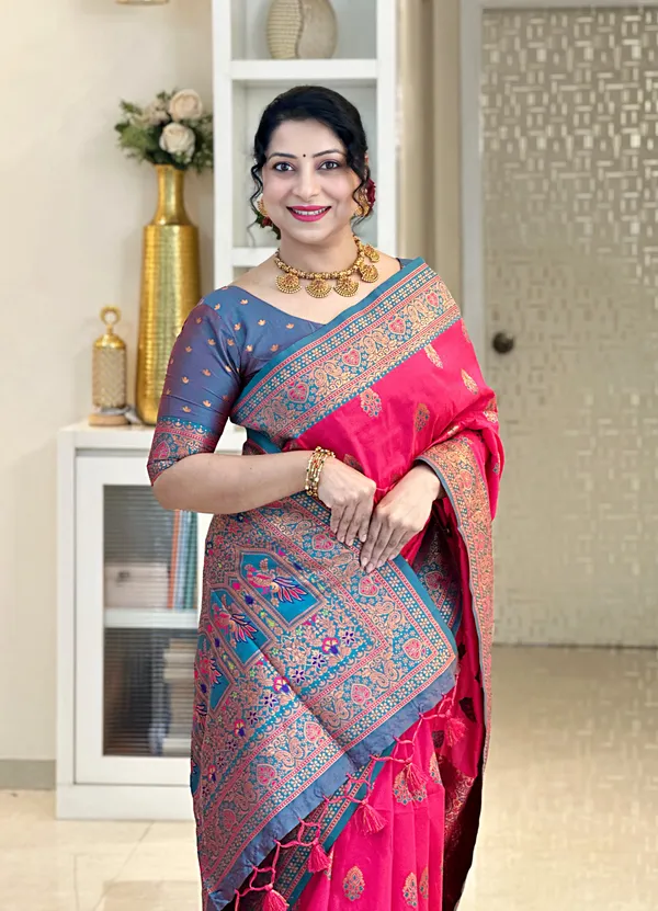 Artha_Pink_–_Prosperous_Wedding_Special_|_Premium_Soft_Paithani_Silk_Saree_with_Weaving_Pattern,_Rich_Pallu_&_Border_&_Weaving_Blouse_with_Tassels