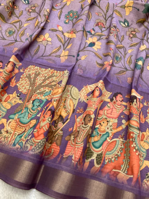 Pritha_Purple_–_Navratri_Special_|_Soft_Tussar_Silk_Saree_with_Digital_Print,_Border_&_Contrast_Print_Blouse_with_Tassels