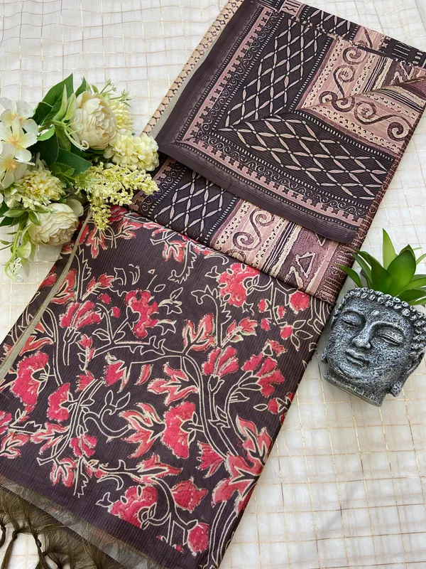 Soft_Tussar_Silk__sarees_with_Beautiful_Digital_Print_With_Attractive_Zari_Line_Saree_And_Digital_Print_Blouse_With_Tassels