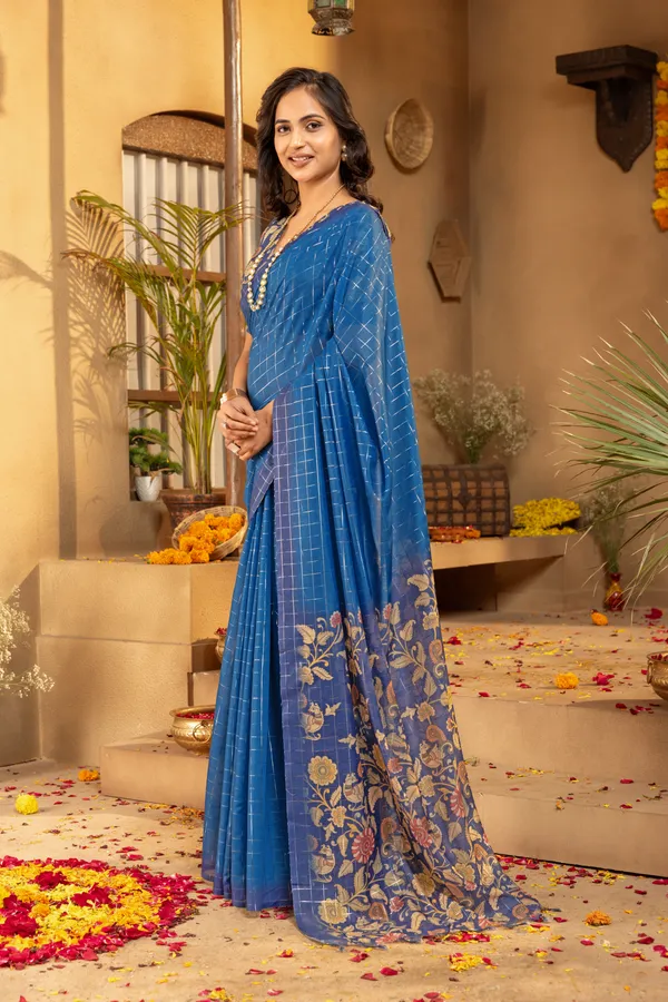 Akira_Blue_–_Bright_Navratri_Special_|_Soft_Semi_Tussar_Silk_Saree_with_Digital_Print,_Border_&_Contrast_Print_Blouse_with_Tassels