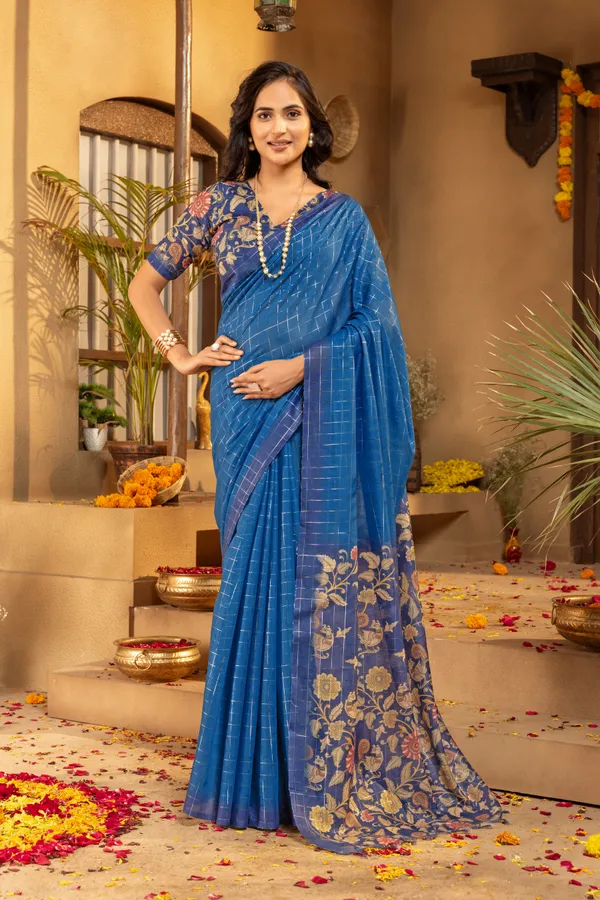 Akira_Blue_–_Bright_Navratri_Special_|_Soft_Semi_Tussar_Silk_Saree_with_Digital_Print,_Border_&_Contrast_Print_Blouse_with_Tassels