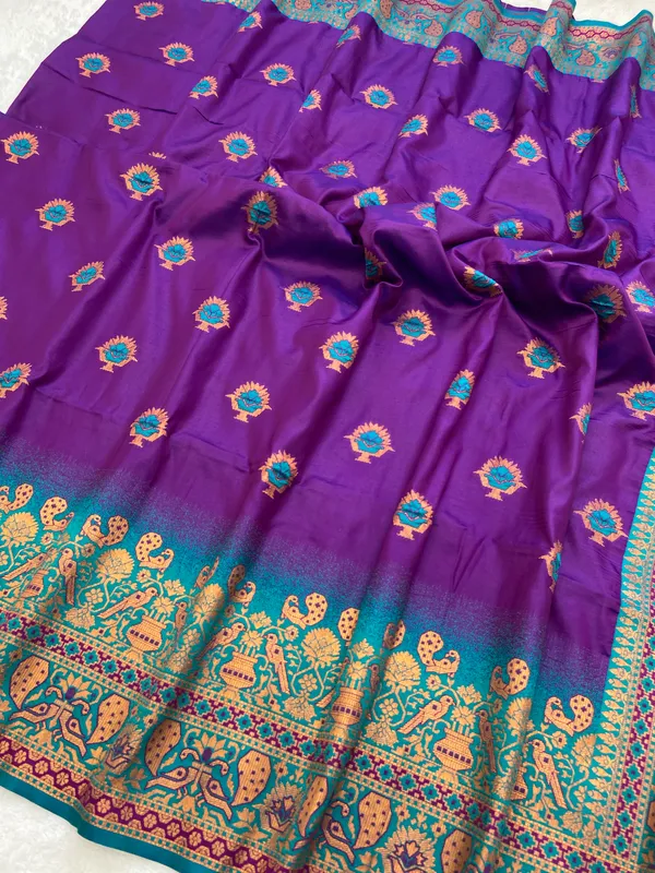 Premium_Soft_Paithani_Silk_sarees_With_Beautiful_Weaving_Pattern_With_Attractive_Rich_Pallu_And_Border_And_Weaving_Blouse_With_Tassels