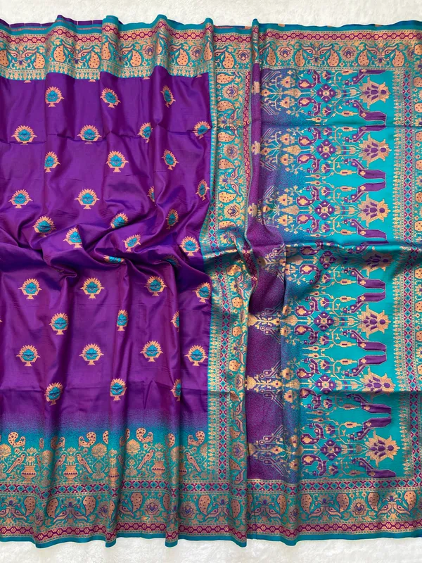 Premium_Soft_Paithani_Silk_sarees_With_Beautiful_Weaving_Pattern_With_Attractive_Rich_Pallu_And_Border_And_Weaving_Blouse_With_Tassels