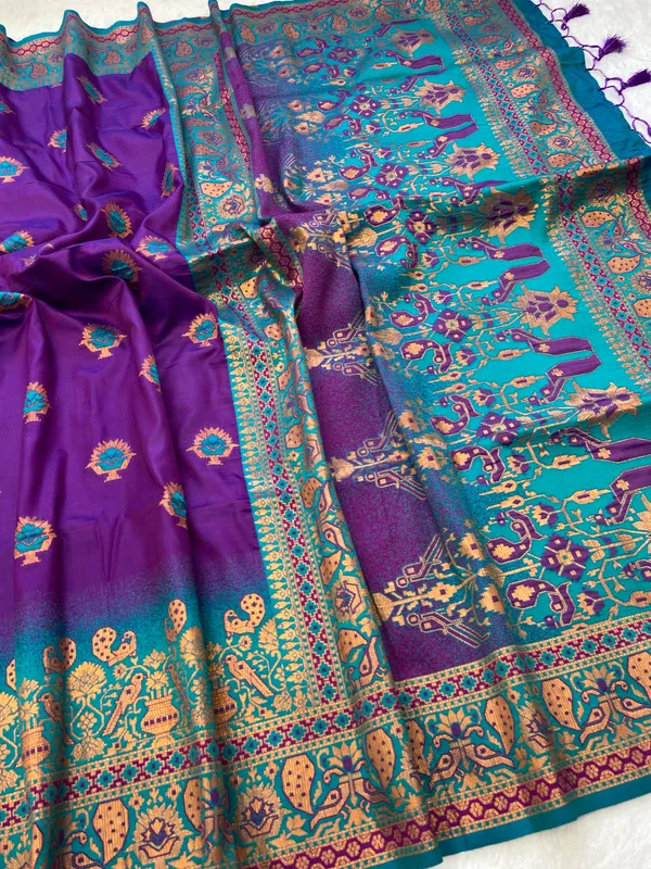 Premium_Soft_Paithani_Silk_sarees_With_Beautiful_Weaving_Pattern_With_Attractive_Rich_Pallu_And_Border_And_Weaving_Blouse_With_Tassels