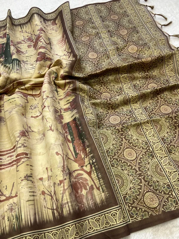 Shreya_Pista_Green_–_Auspicious_Navratri_Special_|_Soft_Tussar_Silk_Saree_with_Digital_Print,_Zari_Line_Saree_&_Digital_Print_Blouse_with_Tassels