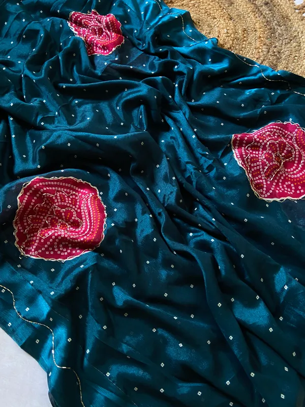 Soft_Chinon_Silk_sarees_with_Beautiful_Bandhani_Print_With_Attractive_Handwork_And_Mono_Fabric_Blouse_With_Tassels_in_new_styles_n_new_look