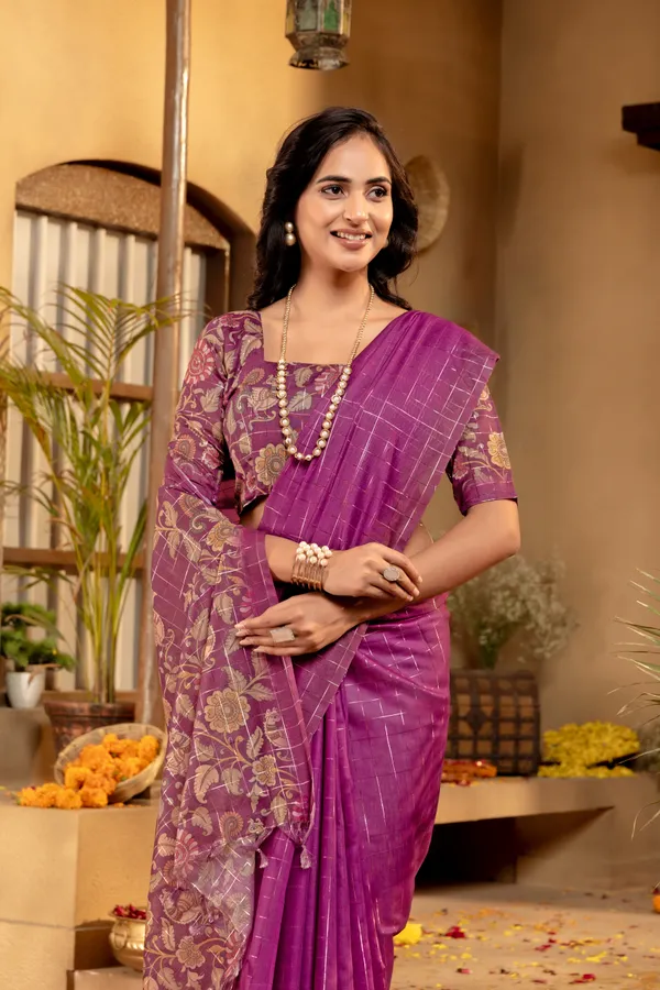 Akira_Wine_–_Bright_Diwali_Special_|_Soft_Semi_Tussar_Silk_Saree_with_Digital_Print,_Border_&_Contrast_Print_Blouse_with_Tassels
