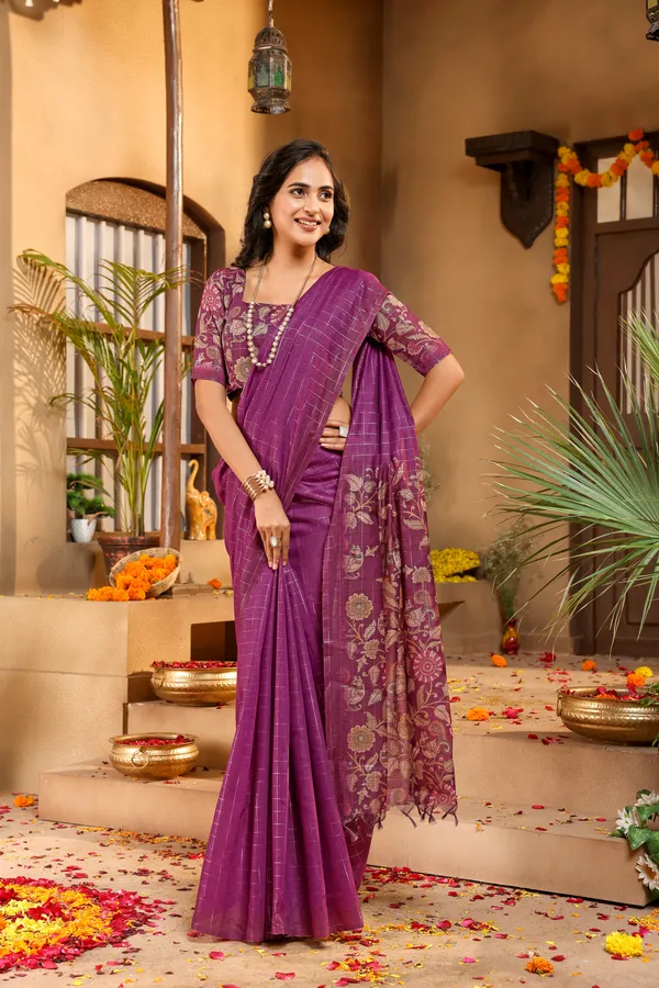 Akira_Wine_–_Bright_Diwali_Special_|_Soft_Semi_Tussar_Silk_Saree_with_Digital_Print,_Border_&_Contrast_Print_Blouse_with_Tassels