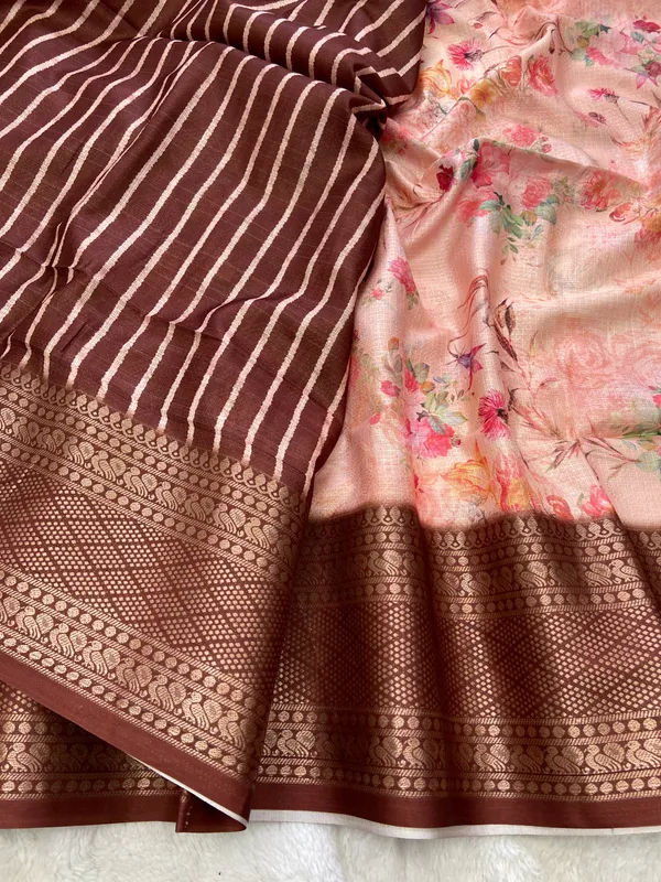 Pahal_Maroon_–_Aesthetic_Edit_for_You_|_Soft_Kota_Saree_with_Print,_Pallu_&_Contrast_Print_Blouse_with_Tassels