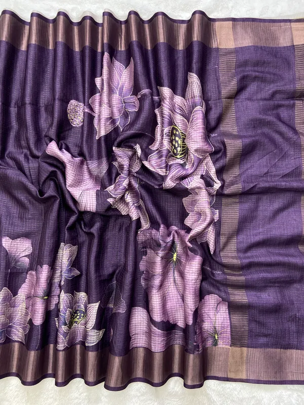 Suhasini_Wine_–_Smiling_Aesthetic_Edit_for_You_|_Soft_Tussar_Silk_Saree_with_Digital_Print,_Checks_Design_Saree_&_Digital_Print_Blouse_with_Tassels