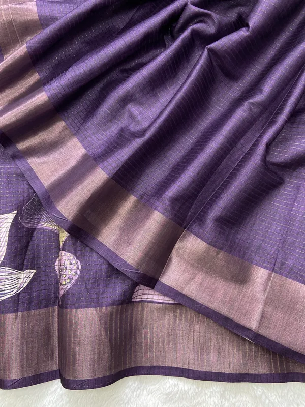 Suhasini_Wine_–_Smiling_Aesthetic_Edit_for_You_|_Soft_Tussar_Silk_Saree_with_Digital_Print,_Checks_Design_Saree_&_Digital_Print_Blouse_with_Tassels