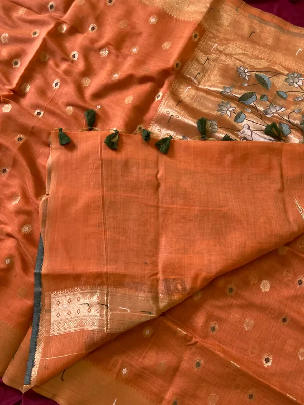 Pallavi_Orange_–_Cow_Pallu_Wedding_Special_|_Premium_Soft_Muga_Cotton_Paithani_Saree_with_Colourful_3D_Woven_Cow_Design_Pallu