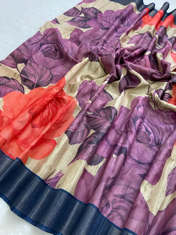 Soft_Tussar_Silk_sarees_with_Beautiful_Digital_Print_With_Attractive_Slub_Pattern_And_Digital_Print_Blouse_With_Tassels