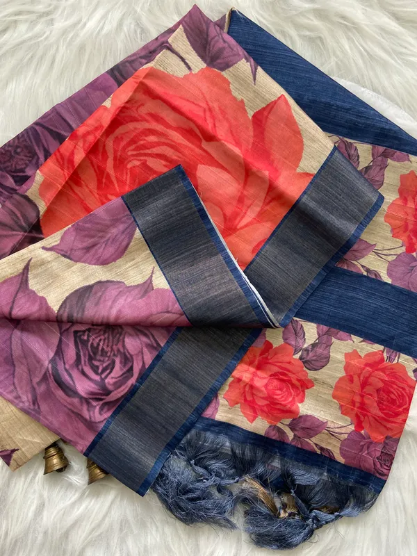 Soft_Tussar_Silk_sarees_with_Beautiful_Digital_Print_With_Attractive_Slub_Pattern_And_Digital_Print_Blouse_With_Tassels
