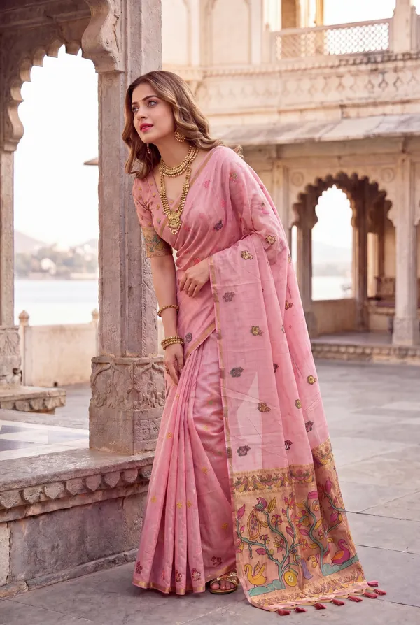 Swan_Neon_Pink_–_Swan_Motif_Wedding_Special_|_Premium_Soft_Muga_Cotton_Paithani_Saree_with_Weaving_Design_Featuring_Jungle_Theme_&_Swan_Motifs_Pallu