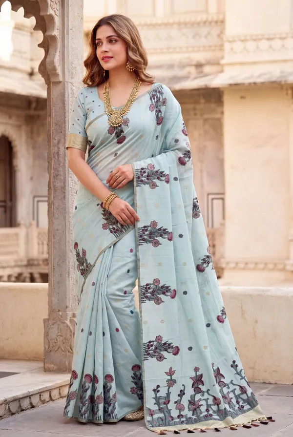 Amrusha_Sky_Blue_–_Floral_Pallu_Wedding_Special_|_Premium_Soft_Muga_Cotton_Saree_with_Colourful_Resham_Weaving_Flower_Design_Pallu