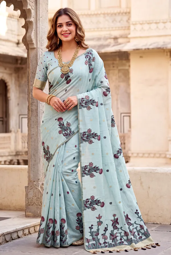 Amrusha_Sky_Blue_–_Floral_Pallu_Wedding_Special_|_Premium_Soft_Muga_Cotton_Saree_with_Colourful_Resham_Weaving_Flower_Design_Pallu