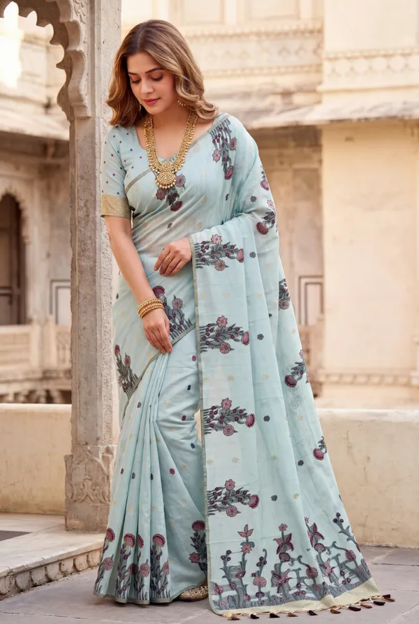Amrusha_Sky_Blue_–_Floral_Pallu_Wedding_Special_|_Premium_Soft_Muga_Cotton_Saree_with_Colourful_Resham_Weaving_Flower_Design_Pallu