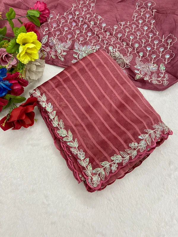 Soft_Shimmer_Patta_sarees_with_Beautiful?_Embroidery_&_Sequence_Work_With_Attractive_Cutwork_Border_And_Heavy_Embroidery_&_Sequence_Work_Blouse_in_new_styles_n_new_look