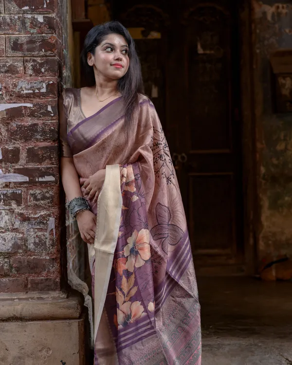 superior_desi_soft_silky_tussar_sarees_with_ombre_scheme_body_and_over_it_floral_conceptual_prints_with_kanji_woven_border_and_printed_pallu_with_tassels
