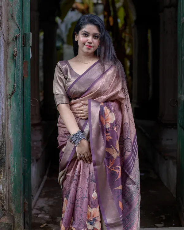 superior_desi_soft_silky_tussar_sarees_with_ombre_scheme_body_and_over_it_floral_conceptual_prints_with_kanji_woven_border_and_printed_pallu_with_tassels