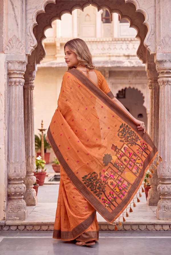 Yashira_Orange_–_Peacock_Pallu_Wedding_Special_|_Premium_Soft_Jamdani_Cotton_Saree_with_Colourful_3D_Woven_Peacock_Design_Pallu