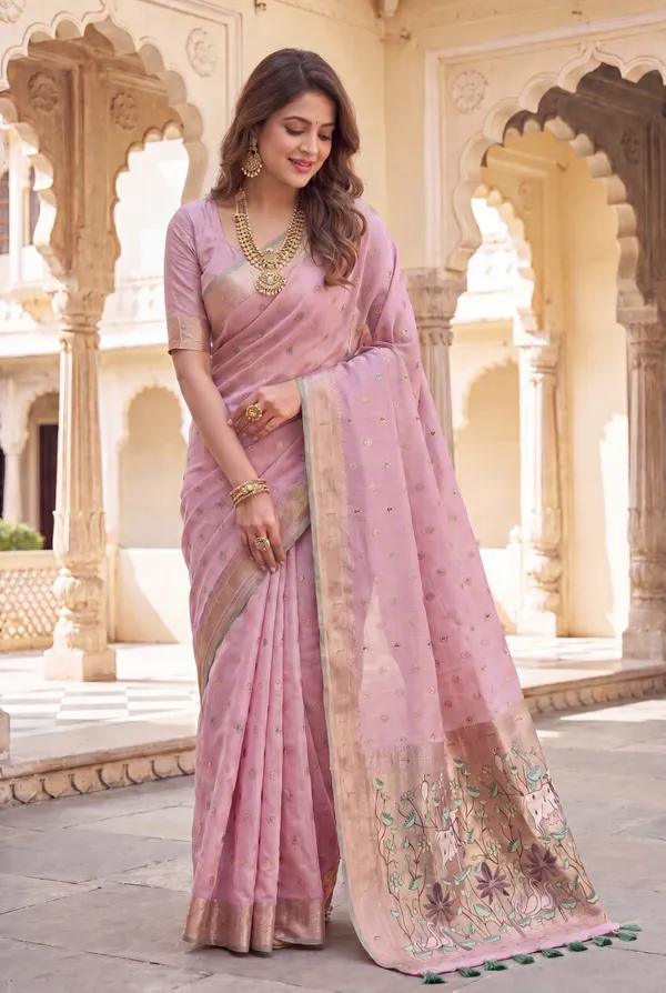 Pallavi_Neon_Pink_–_Cow_Pallu_Wedding_Special_|_Premium_Soft_Muga_Cotton_Paithani_Saree_with_Colourful_3D_Woven_Cow_Design_Pallu